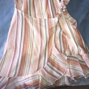Pastel striped wrapped mini dress